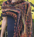 Petite shawl draped over the shoulder